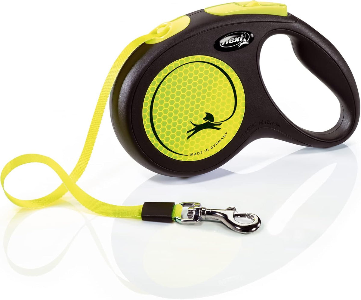 ® Neon Tape Retractable Dog Leash, Medium, 16 ft - Neon Yellow/Black