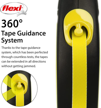 ® Neon Tape Retractable Dog Leash, Medium, 16 ft - Neon Yellow/Black