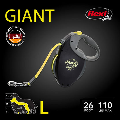 ® Neon Tape Retractable Dog Leash, Medium, 16 ft - Neon Yellow/Black