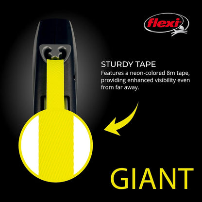 ® Neon Tape Retractable Dog Leash, Medium, 16 ft - Neon Yellow/Black