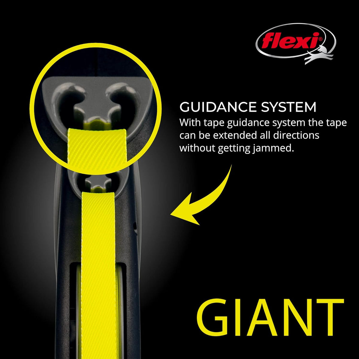 ® Neon Tape Retractable Dog Leash, Medium, 16 ft - Neon Yellow/Black