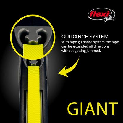 ® Neon Tape Retractable Dog Leash, Medium, 16 ft - Neon Yellow/Black