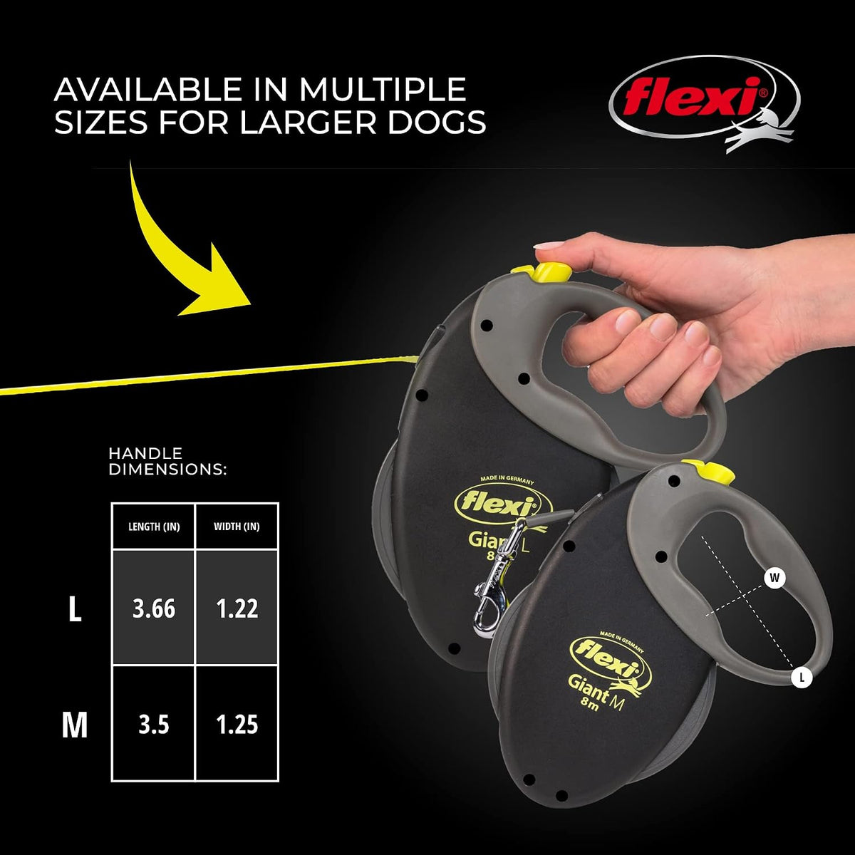 ® Neon Tape Retractable Dog Leash, Medium, 16 ft - Neon Yellow/Black