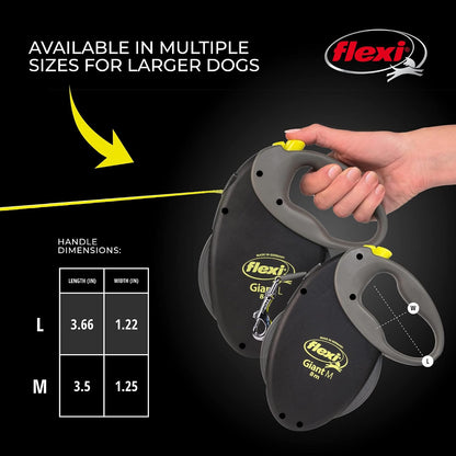 ® Neon Tape Retractable Dog Leash, Medium, 16 ft - Neon Yellow/Black
