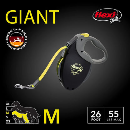 ® Neon Tape Retractable Dog Leash, Medium, 16 ft - Neon Yellow/Black