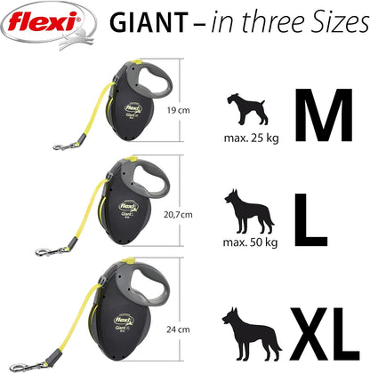 ® Neon Tape Retractable Dog Leash, Medium, 16 ft - Neon Yellow/Black