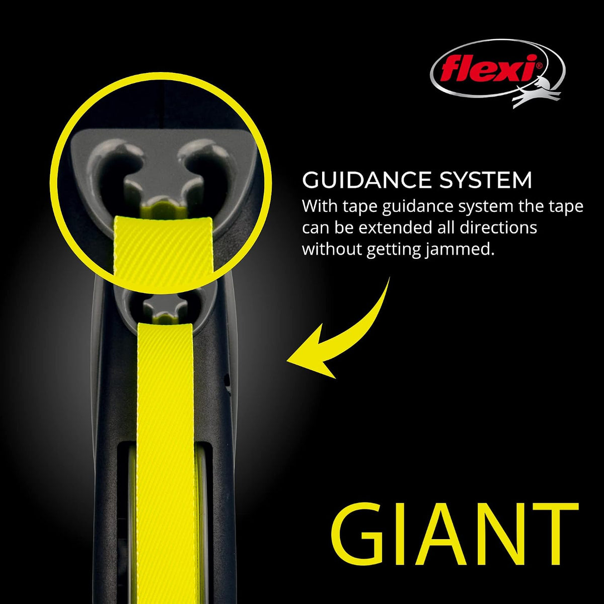 ® Neon Tape Retractable Dog Leash, Medium, 16 ft - Neon Yellow/Black