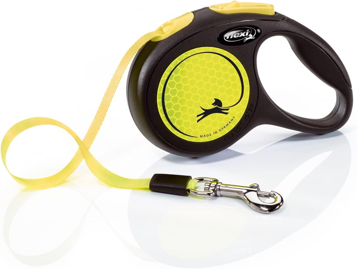 ® Neon Tape Retractable Dog Leash, Medium, 16 ft - Neon Yellow/Black