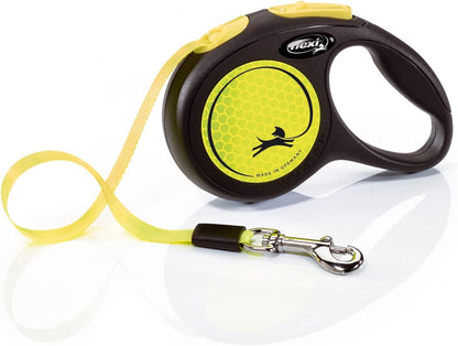® Neon Tape Retractable Dog Leash, Medium, 16 ft - Neon Yellow/Black