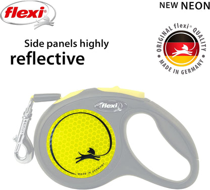 ® Neon Tape Retractable Dog Leash, Medium, 16 ft - Neon Yellow/Black