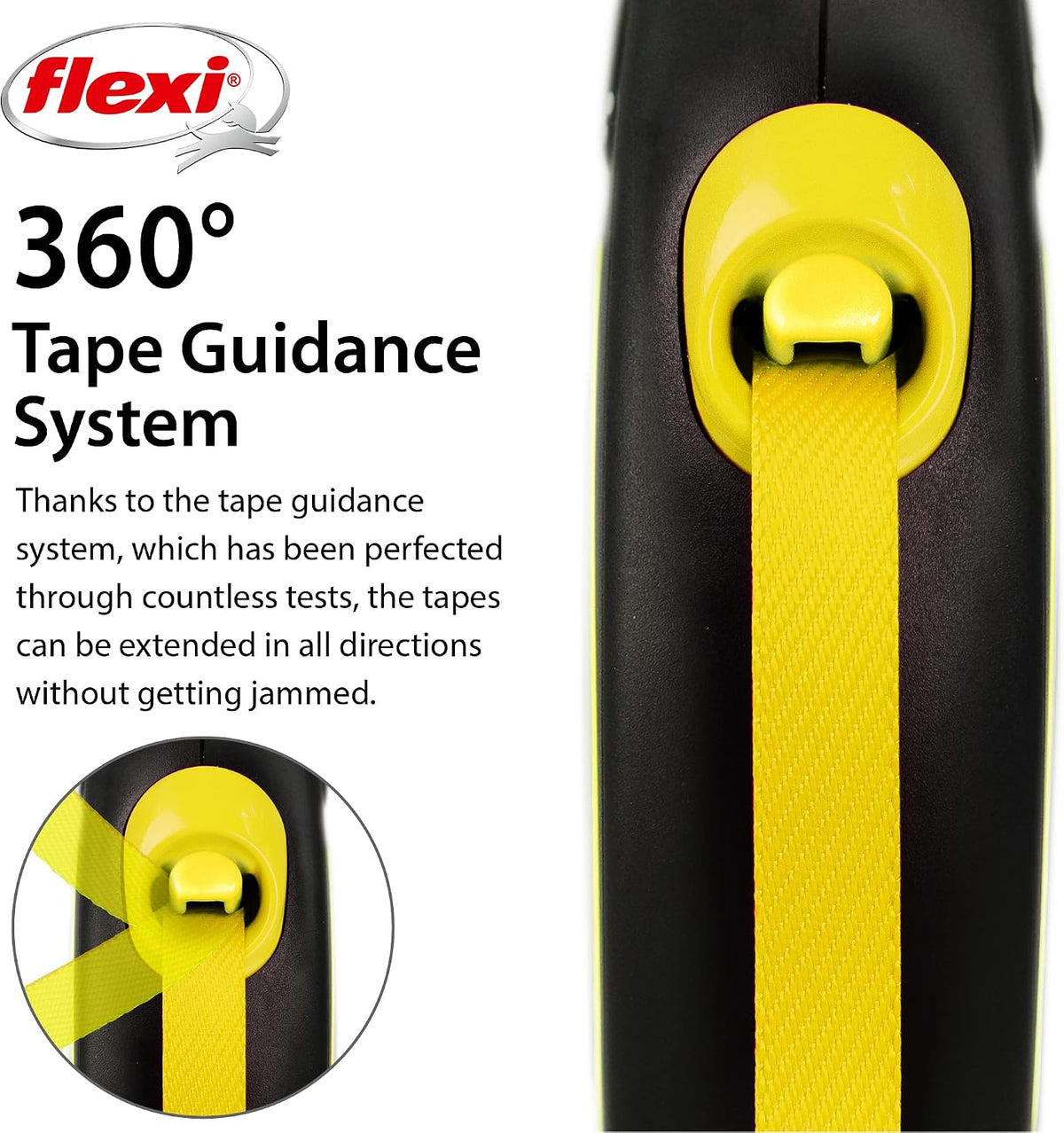 ® Neon Tape Retractable Dog Leash, Medium, 16 ft - Neon Yellow/Black