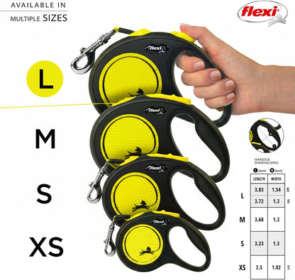 ® Neon Tape Retractable Dog Leash, Medium, 16 ft - Neon Yellow/Black
