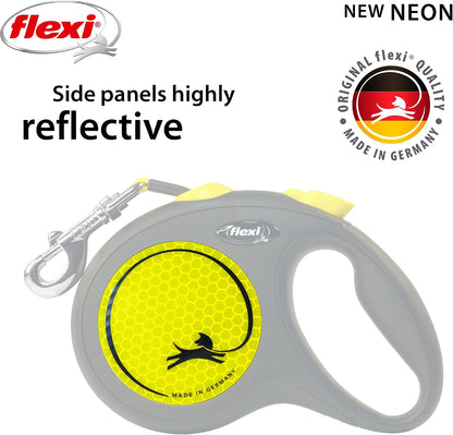 ® Neon Tape Retractable Dog Leash, Medium, 16 ft - Neon Yellow/Black