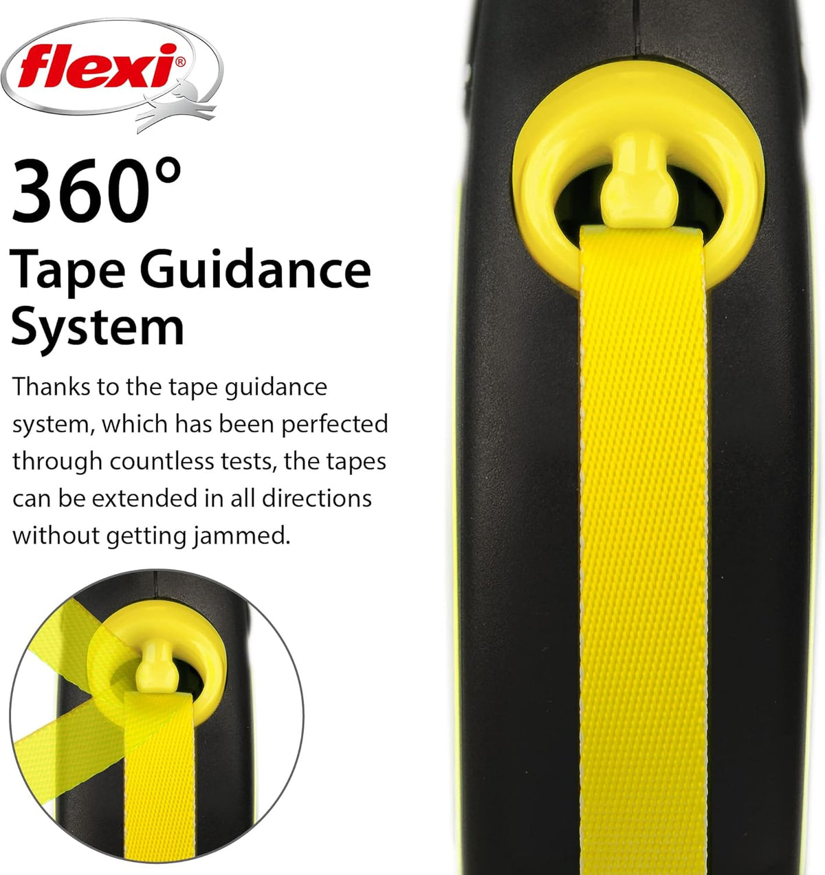 ® Neon Tape Retractable Dog Leash, Medium, 16 ft - Neon Yellow/Black