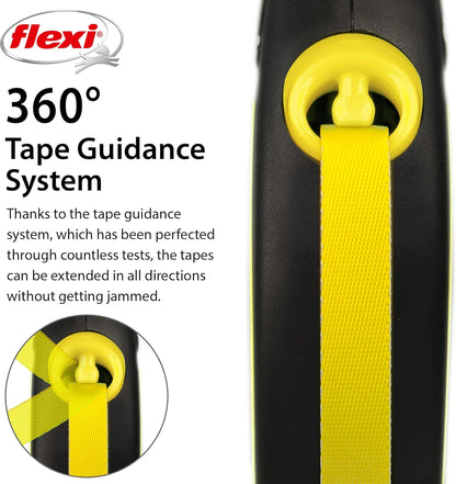 ® Neon Tape Retractable Dog Leash, Medium, 16 ft - Neon Yellow/Black