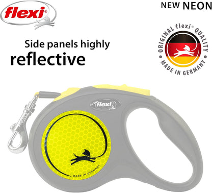 ® Neon Tape Retractable Dog Leash, Medium, 16 ft - Neon Yellow/Black