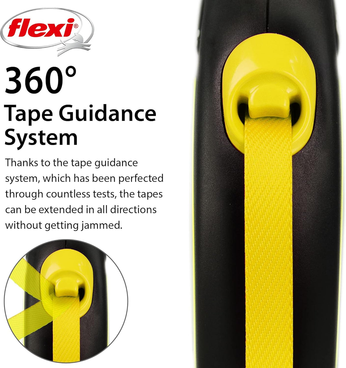 ® Neon Tape Retractable Dog Leash, Medium, 16 ft - Neon Yellow/Black