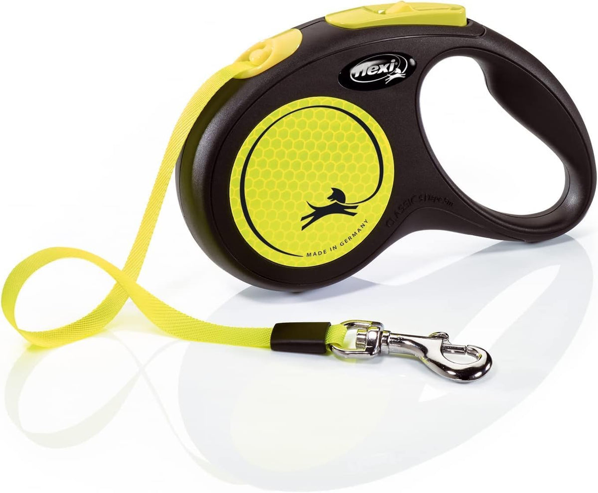 ® Neon Tape Retractable Dog Leash, Medium, 16 ft - Neon Yellow/Black