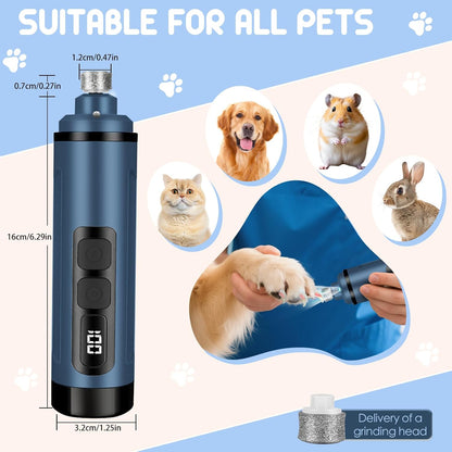 Dog Nail Grinder Electric Powerful 3 Speeds Dog Nail Clippers with Lights Quiet Cat Nail Clipper Painless Care Trimmers Tools for Small Medium Large Dogs and Cats (Black)