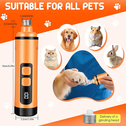 Dog Nail Grinder Electric Powerful 3 Speeds Dog Nail Clippers with Lights Quiet Cat Nail Clipper Painless Care Trimmers Tools for Small Medium Large Dogs and Cats (Black)