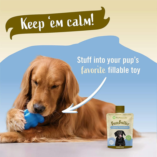 BusyButter Easy Squeeze Calming Peanut Butter for Dogs, 6 Pouches & Allergy Plus Calming Supplement for Dogs, 60 Chews