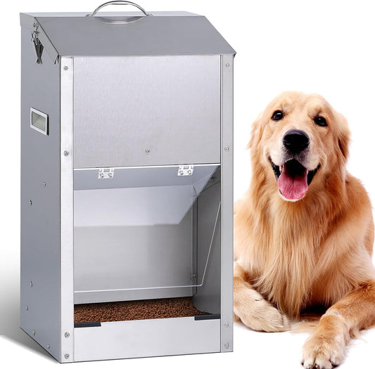 Automatic Dog Feeder Large Breed Outdoor, Stainless Steel Material
