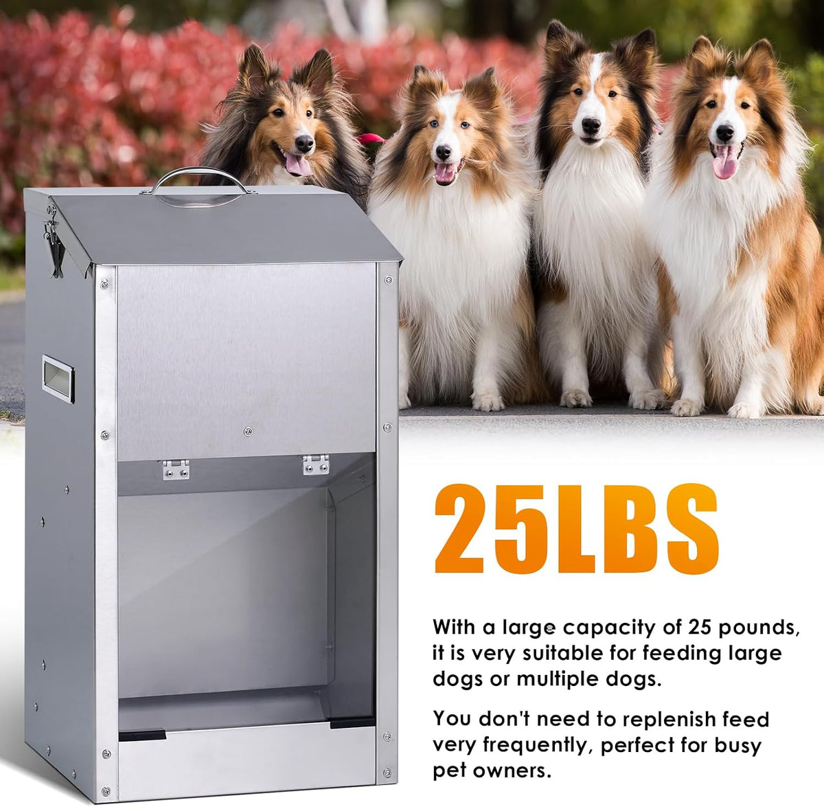 Automatic Dog Feeder Large Breed Outdoor, Stainless Steel Material