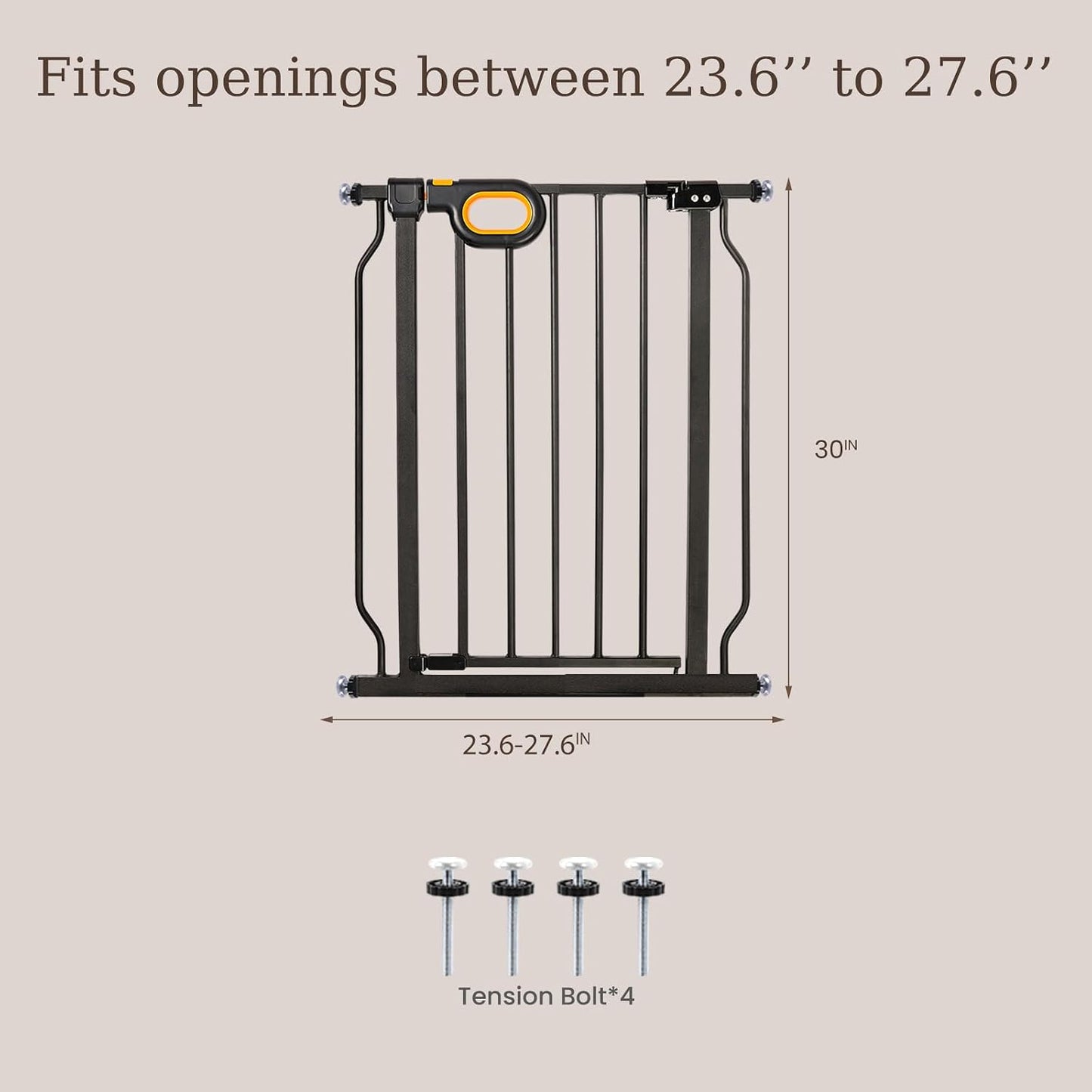 owlie Baby Gate with Door 66-75 Inch, Extra Wide Stair Gates for Kids Adjustable Wide Dog Pet Gate Stairway Large Baby Gates Pressure Mount for Pets for House Stairway Doorway White (30.5'' Tall)