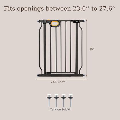 owlie Baby Gate with Door 66-75 Inch, Extra Wide Stair Gates for Kids Adjustable Wide Dog Pet Gate Stairway Large Baby Gates Pressure Mount for Pets for House Stairway Doorway White (30.5'' Tall)