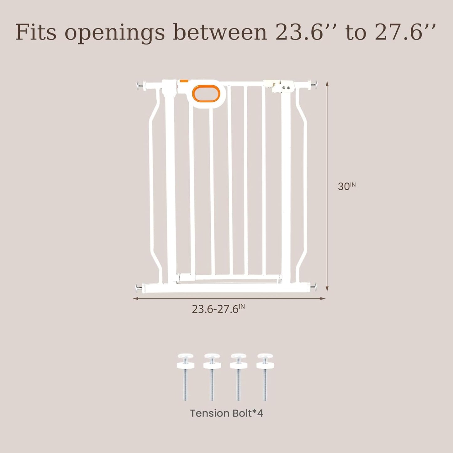 owlie Baby Gate with Door 66-75 Inch, Extra Wide Stair Gates for Kids Adjustable Wide Dog Pet Gate Stairway Large Baby Gates Pressure Mount for Pets for House Stairway Doorway White (30.5'' Tall)