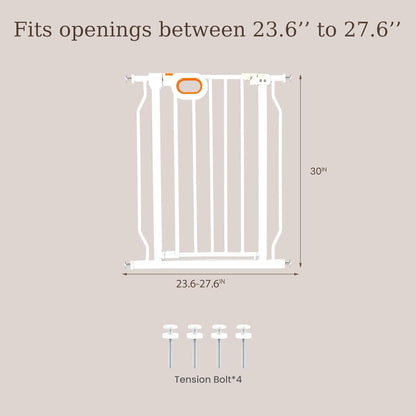 owlie Baby Gate with Door 66-75 Inch, Extra Wide Stair Gates for Kids Adjustable Wide Dog Pet Gate Stairway Large Baby Gates Pressure Mount for Pets for House Stairway Doorway White (30.5'' Tall)