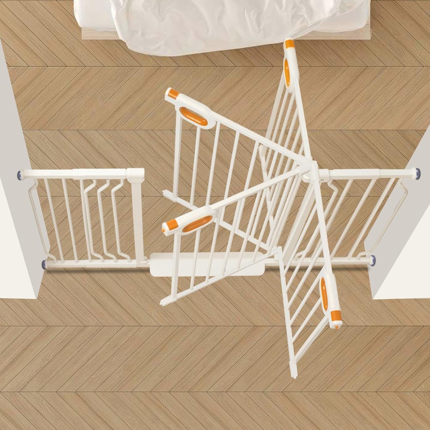 owlie Baby Gate with Door 66-75 Inch, Extra Wide Stair Gates for Kids Adjustable Wide Dog Pet Gate Stairway Large Baby Gates Pressure Mount for Pets for House Stairway Doorway White (30.5'' Tall)