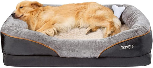 XLarge Memory Foam Dog Bed, Orthopedic Dog Bed & Sofa with Removable Washable Cover and Squeaker Toy as Gift
