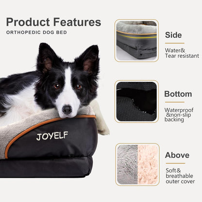 XLarge Memory Foam Dog Bed, Orthopedic Dog Bed & Sofa with Removable Washable Cover and Squeaker Toy as Gift