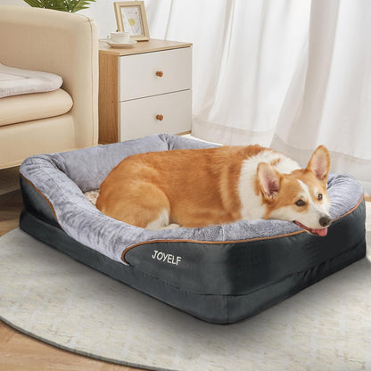 XLarge Memory Foam Dog Bed, Orthopedic Dog Bed & Sofa with Removable Washable Cover and Squeaker Toy as Gift