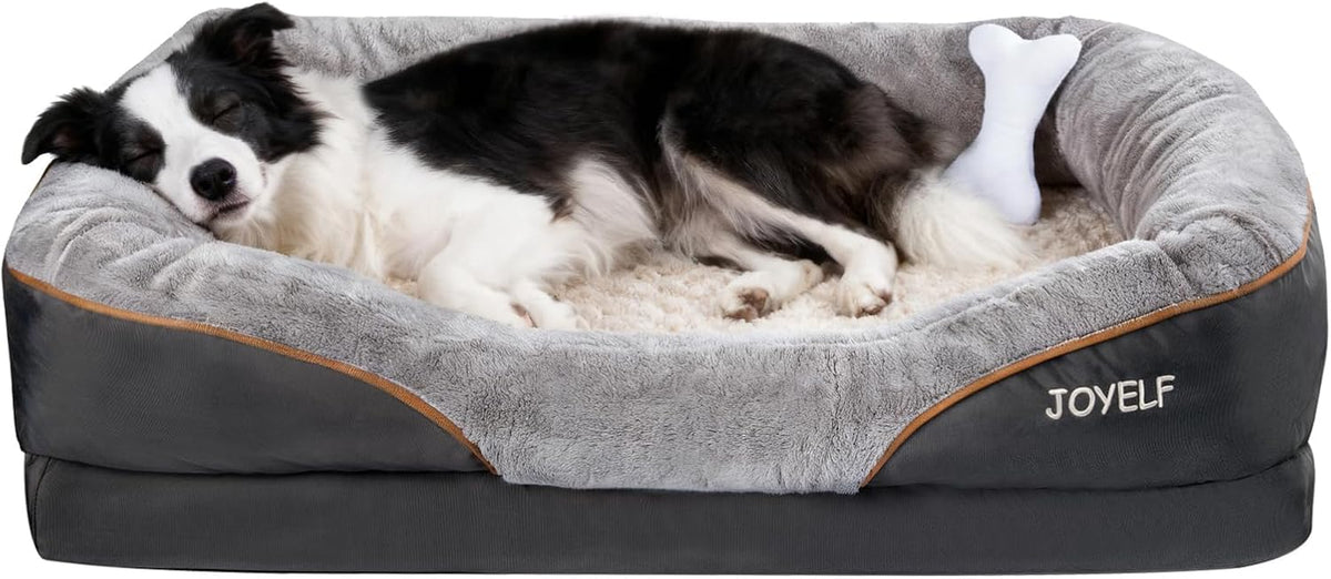 XLarge Memory Foam Dog Bed, Orthopedic Dog Bed & Sofa with Removable Washable Cover and Squeaker Toy as Gift