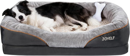 XLarge Memory Foam Dog Bed, Orthopedic Dog Bed & Sofa with Removable Washable Cover and Squeaker Toy as Gift