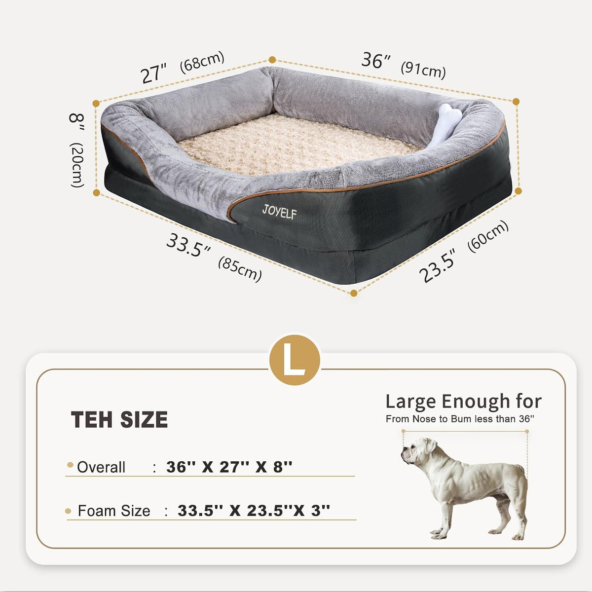 XLarge Memory Foam Dog Bed, Orthopedic Dog Bed & Sofa with Removable Washable Cover and Squeaker Toy as Gift