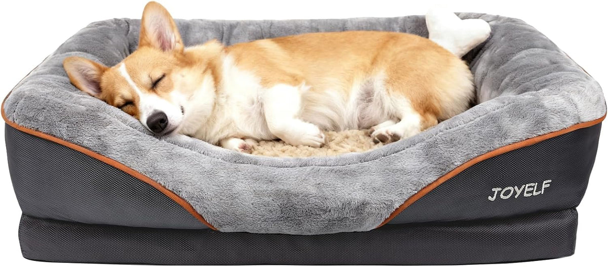 XLarge Memory Foam Dog Bed, Orthopedic Dog Bed & Sofa with Removable Washable Cover and Squeaker Toy as Gift