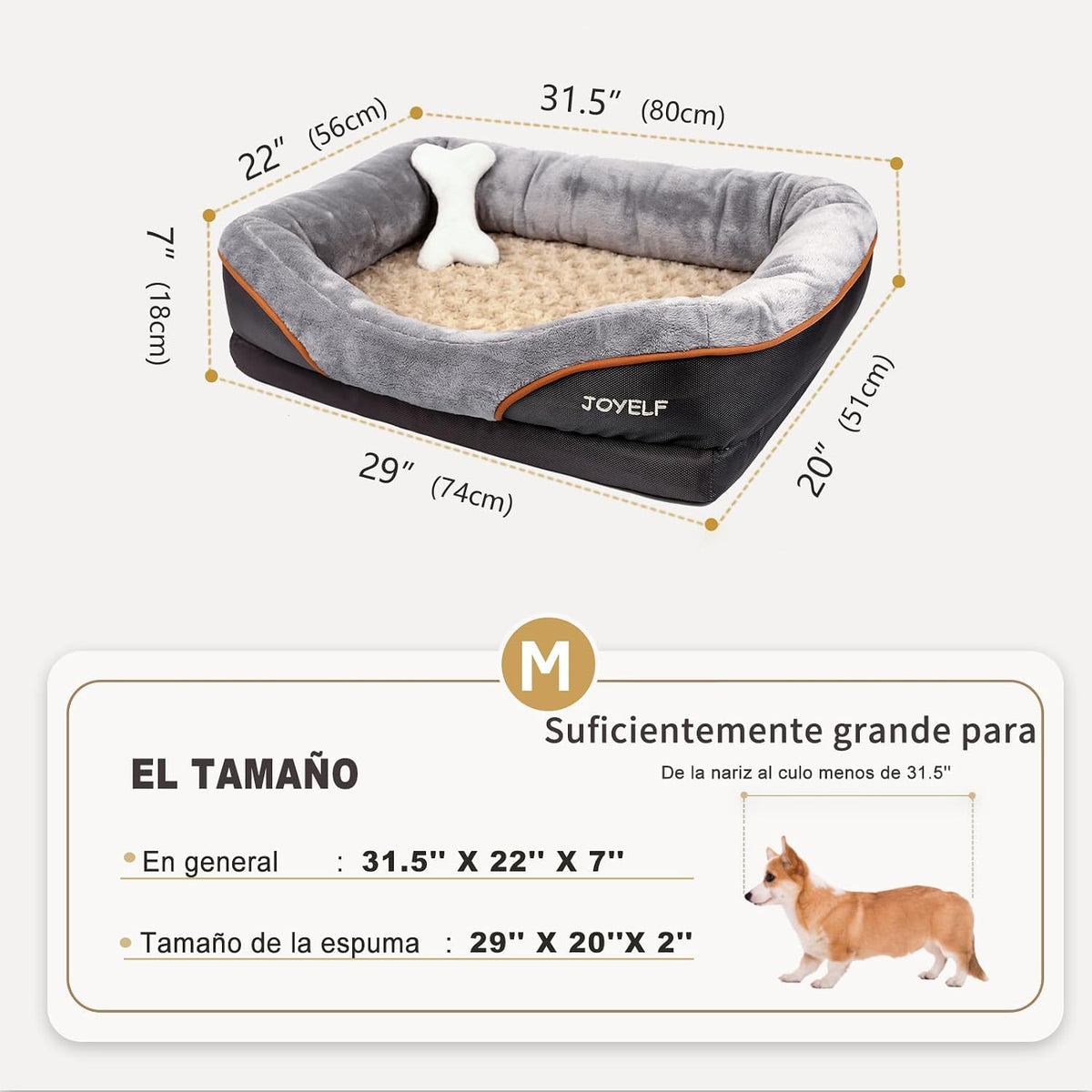 XLarge Memory Foam Dog Bed, Orthopedic Dog Bed & Sofa with Removable Washable Cover and Squeaker Toy as Gift