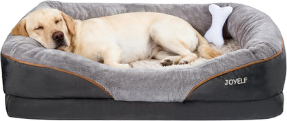XLarge Memory Foam Dog Bed, Orthopedic Dog Bed & Sofa with Removable Washable Cover and Squeaker Toy as Gift