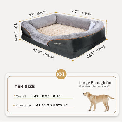 XLarge Memory Foam Dog Bed, Orthopedic Dog Bed & Sofa with Removable Washable Cover and Squeaker Toy as Gift