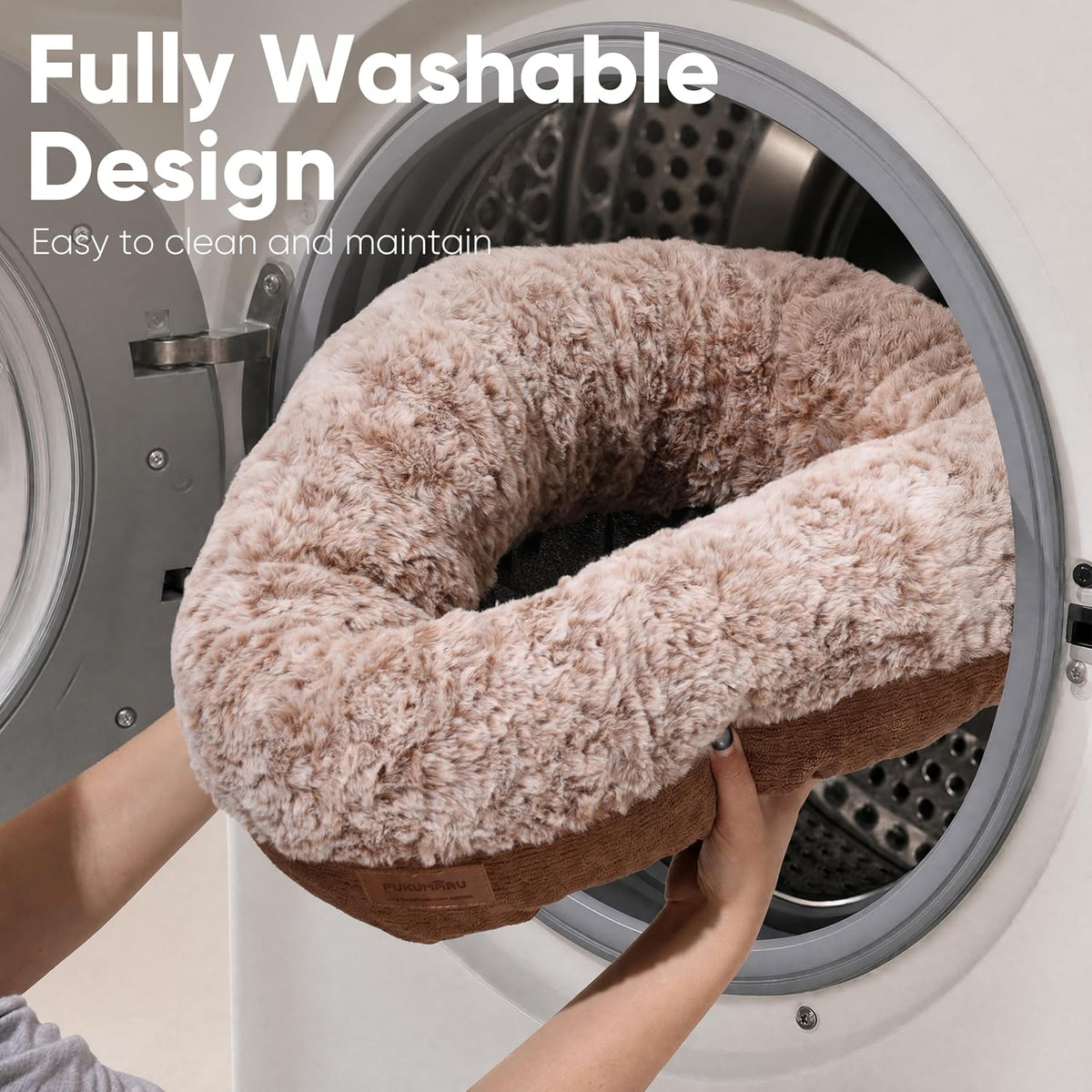 Extra Thick Plush Dog Bed, Calming Donut, Anti-Anxiety & Washable