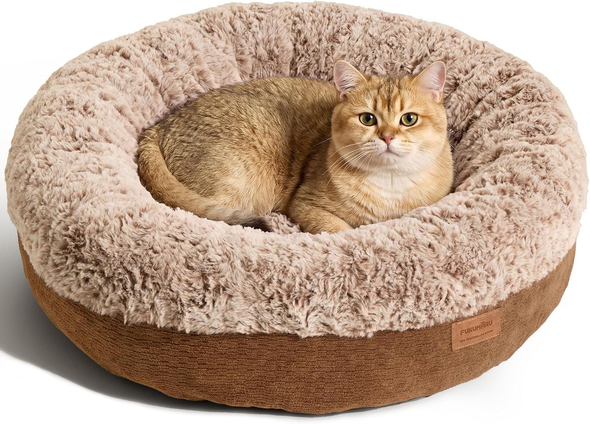 Extra Thick Plush Dog Bed, Calming Donut, Anti-Anxiety & Washable