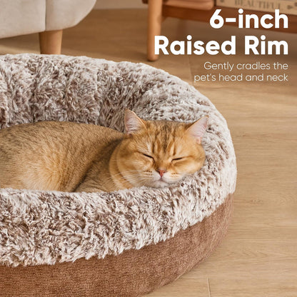 Extra Thick Plush Dog Bed, Calming Donut, Anti-Anxiety & Washable