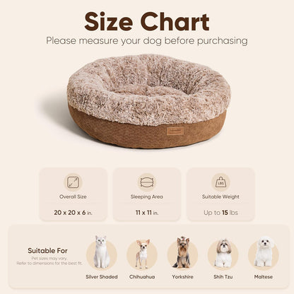 Extra Thick Plush Dog Bed, Calming Donut, Anti-Anxiety & Washable
