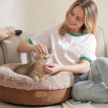 Extra Thick Plush Dog Bed, Calming Donut, Anti-Anxiety & Washable