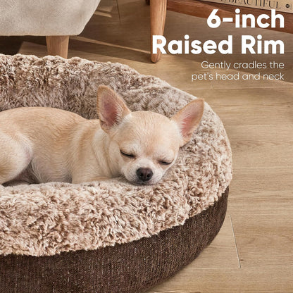 Extra Thick Plush Dog Bed, Calming Donut, Anti-Anxiety & Washable