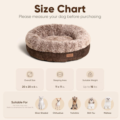 Extra Thick Plush Dog Bed, Calming Donut, Anti-Anxiety & Washable