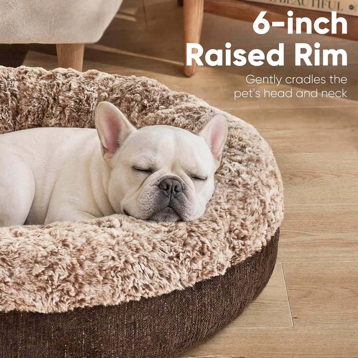 Extra Thick Plush Dog Bed, Calming Donut, Anti-Anxiety & Washable